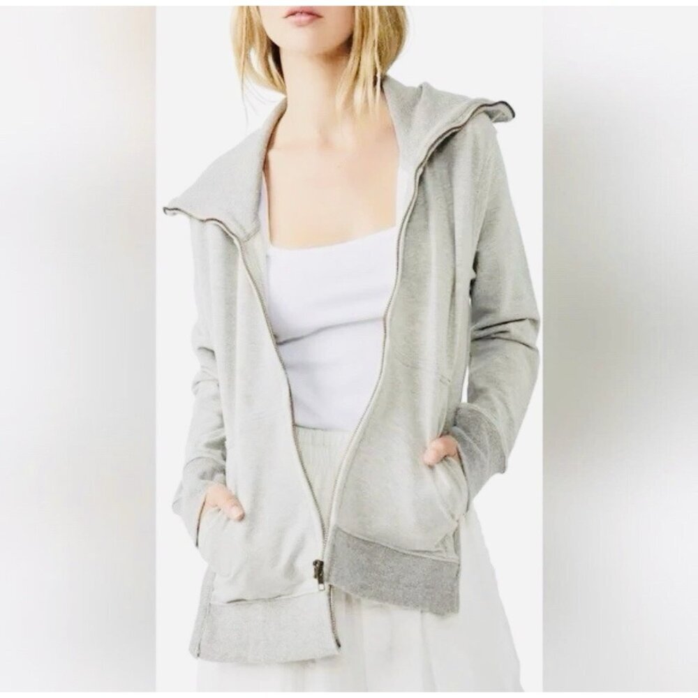 Free People Movement Zip Up Long Sleeve Knit Jacket Heather Grey Size